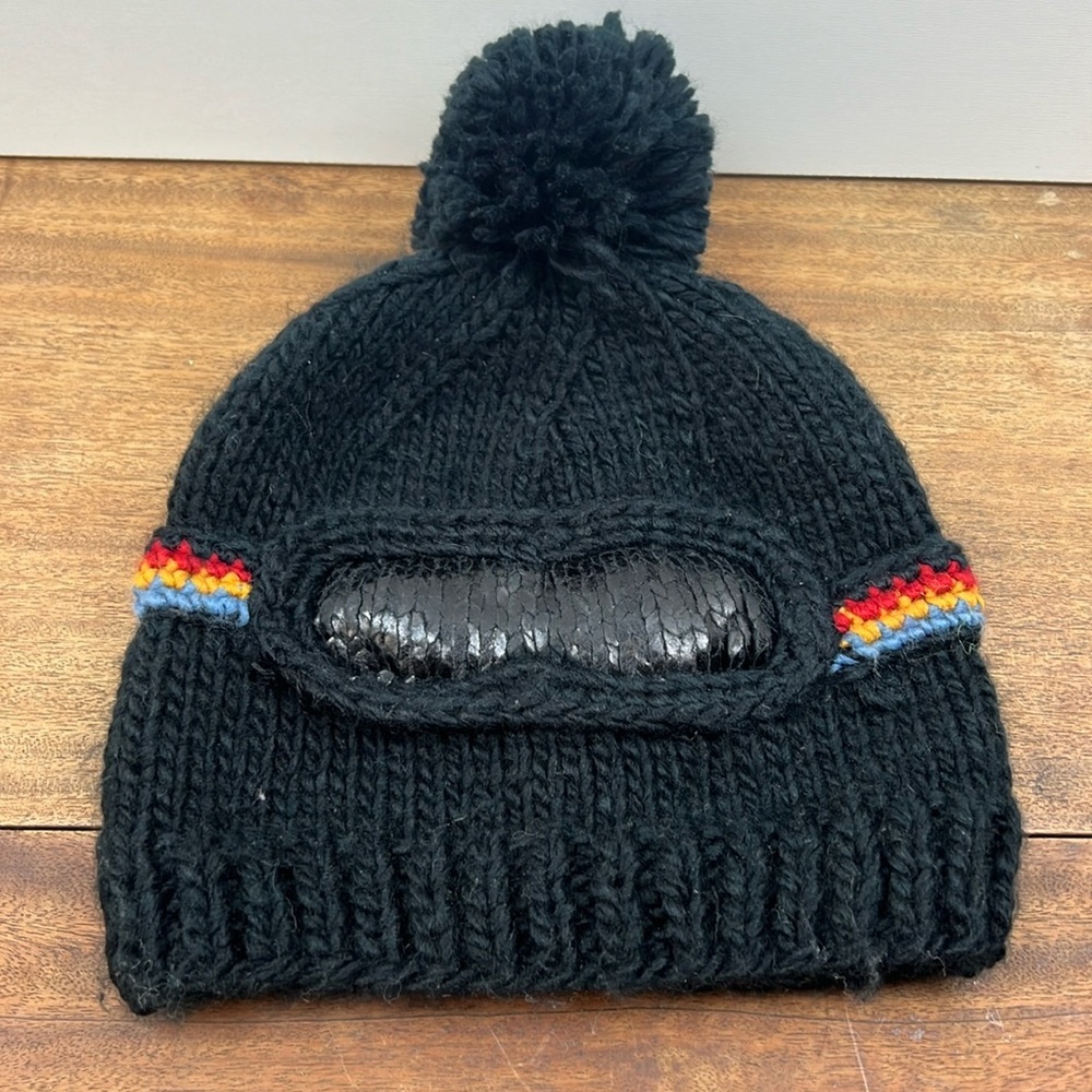 The blueberry hill adult ski hat goggle accent knit black pompom